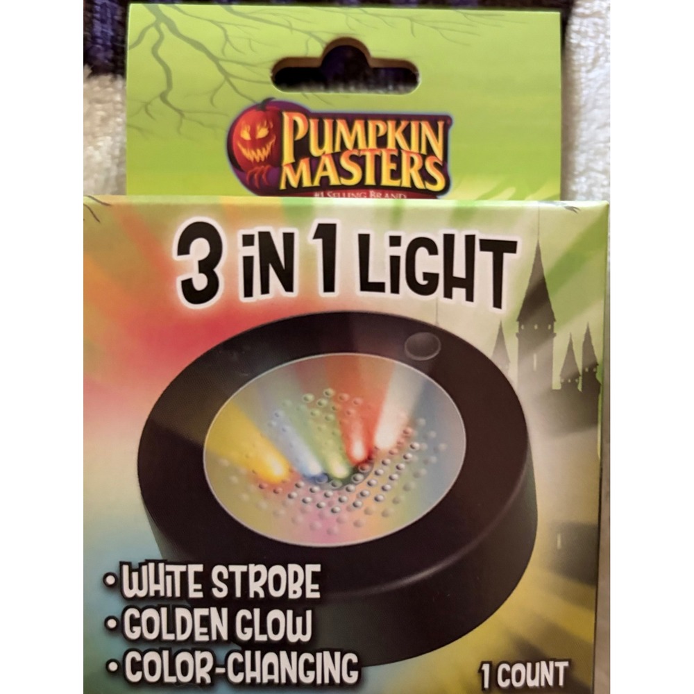 NIB Pumpkin Masters 3 in 1 Light LED Strobe Changing Halloween SET OF 12